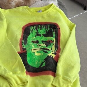 Riot Society Lime Green Monster Crewneck Sweater